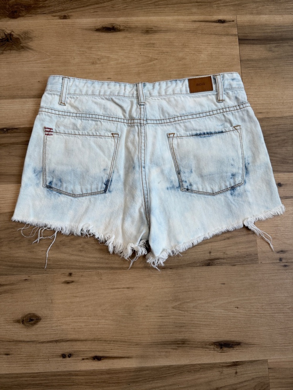 BDG Light Blue Studded Distressed Denim Shorts - Picture 2 of 3